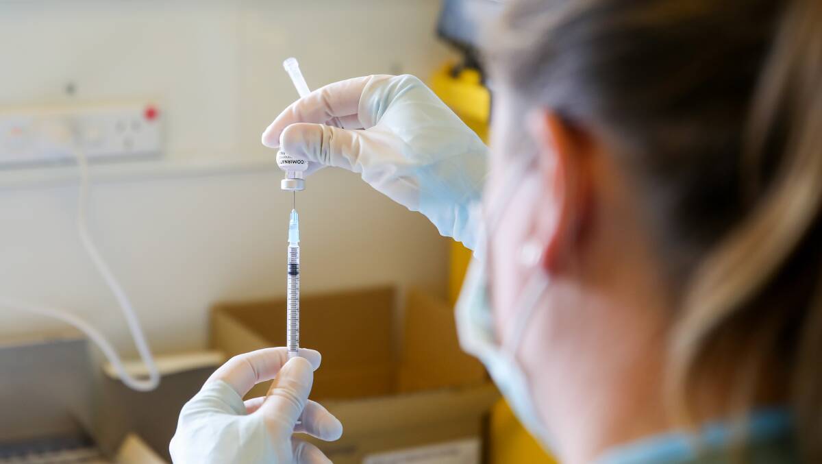 Healthcare workers prepare the Covid-19 Pfizer vaccine. Picture: Morgan Hancock