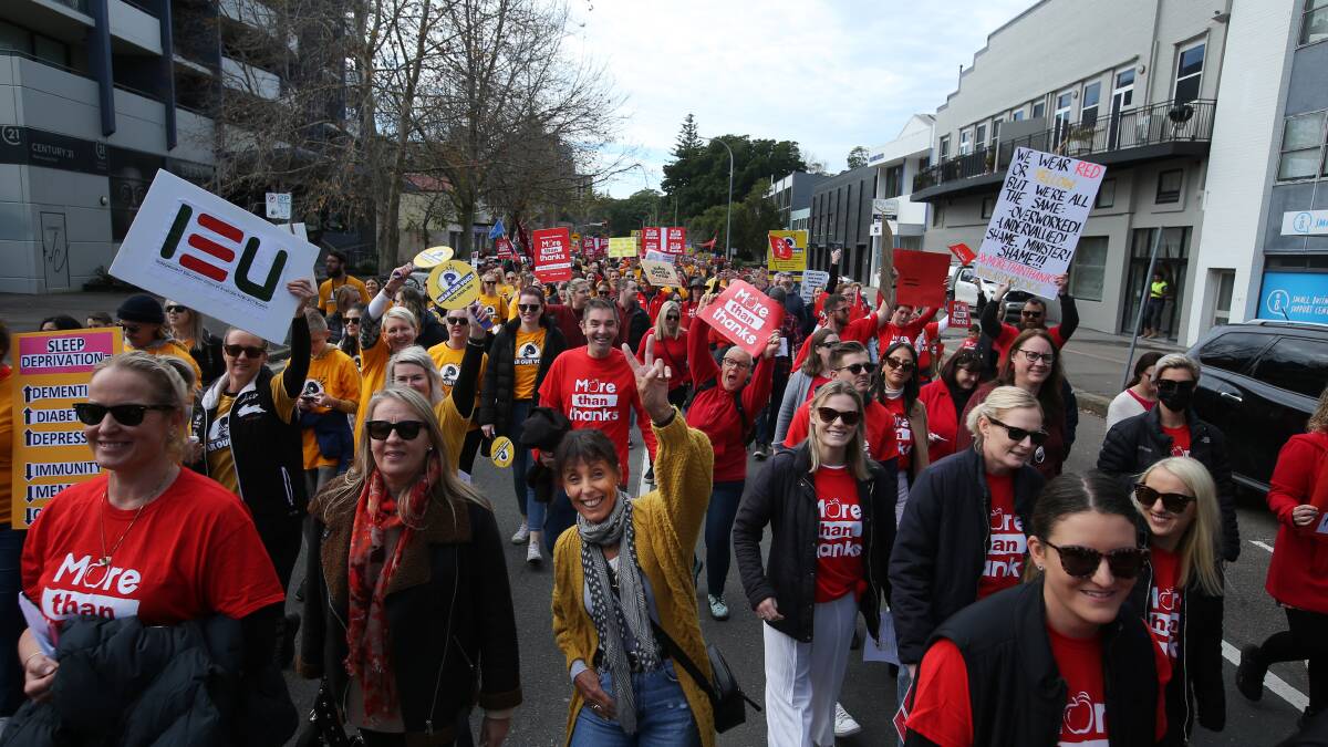 Teachers strike in Newcastle. Picture: Simone De Peak 