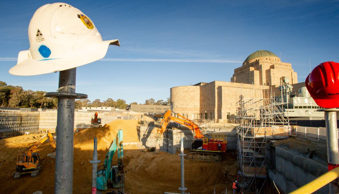 The Australian War Memorial's Anzac Hall work site. Picture by Elesa Kurtz