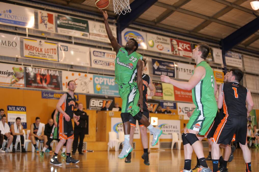 Alex Starling flies for a lay-up during his time with the Warrnambool Seahawks. File picture
