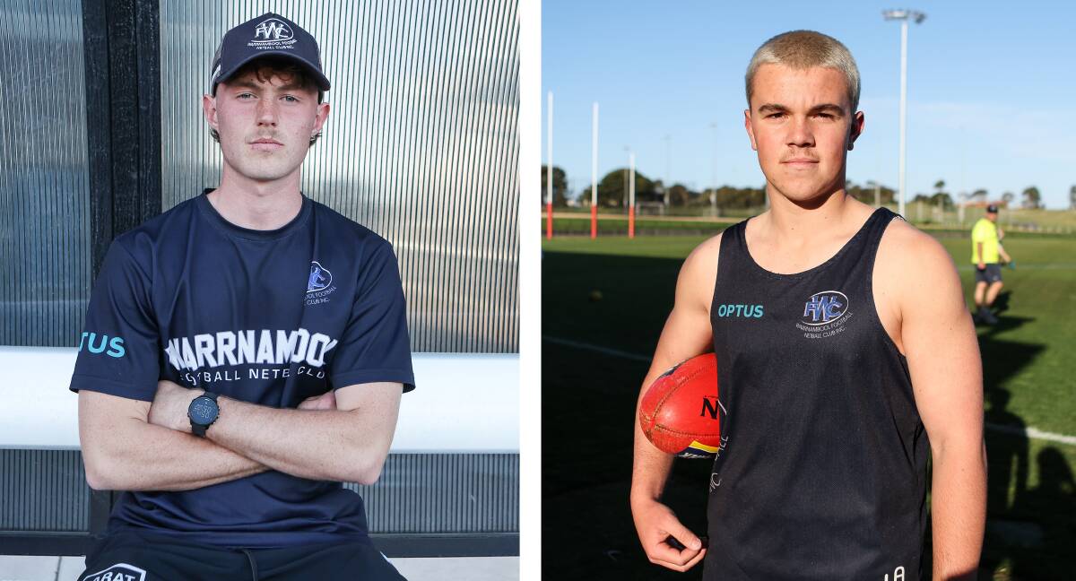 Warrnambool's Jaiden Wells and Hugo Artz are excited to contest Saturday's grand final against South Warrnambool. Pictures by Anthony Brady