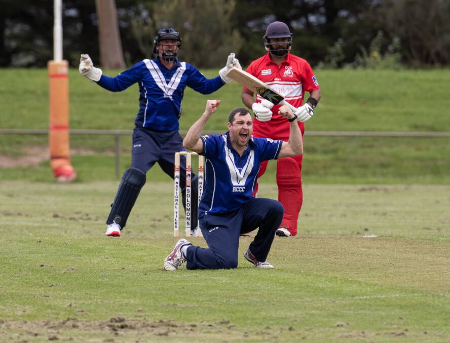 Craig Britten, pictured successfully appealing for a wicket in 2022, has taken 44 wickets during the 2023-24 campaign. Picture by Sean McKenna