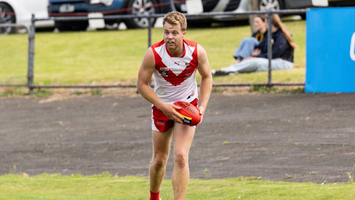 Shannon Beks kicked five goals for the Roosters against North Warrnambool Eagles. Picture by Anthony Brady