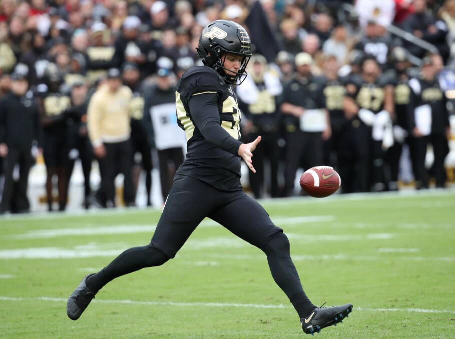 Jack Ansell punts the ball for Purdue against Ohio State in October 2023. Picture by Getty Images
