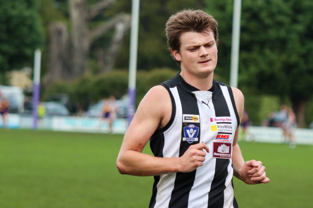 Zach Sinnott, pictured playing for Camperdown in 2023, is trying to earn a contract with Essendon's VFL side. Picture by Justine McCullagh-Beasy