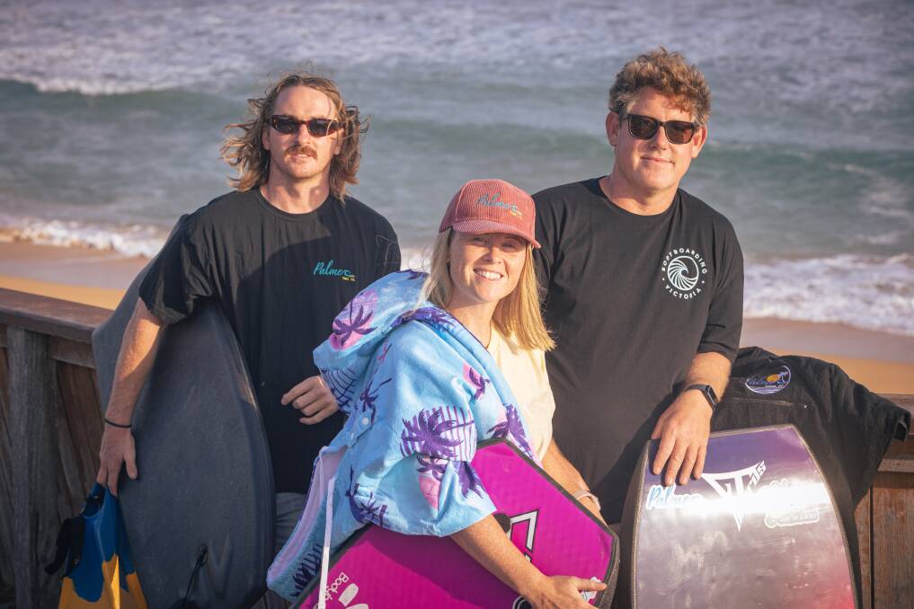 Warrnambool's Travis Craig, Kylie Palmer and Luke Palmer will compete in the state bodyboarding titles at Logan's beach on Saturday and Sunday. Picture by Sean McKenna