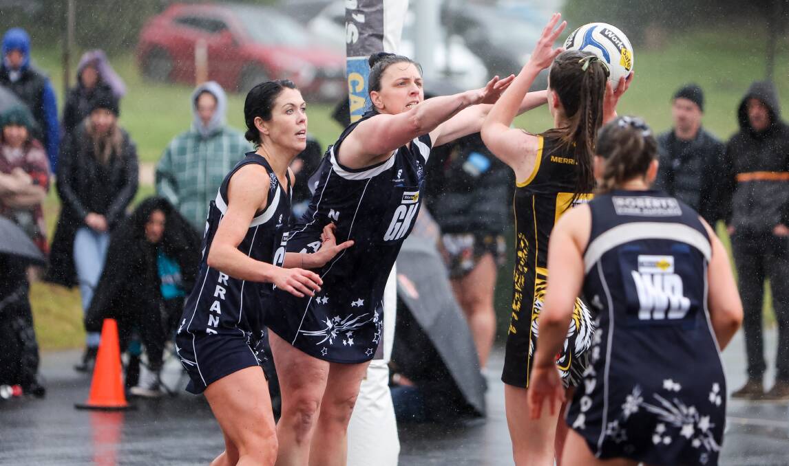 Lisa Anders, pictured playing in Saturday's grand final against Merrivale, frustrated opposition attackers right until the end of her A grade career. Picture by Anthony Brady