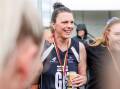 Nirranda's Lisa Anders celebrates alongside her teammates after winning the premiership on Saturday. Picture by Anthony Brady