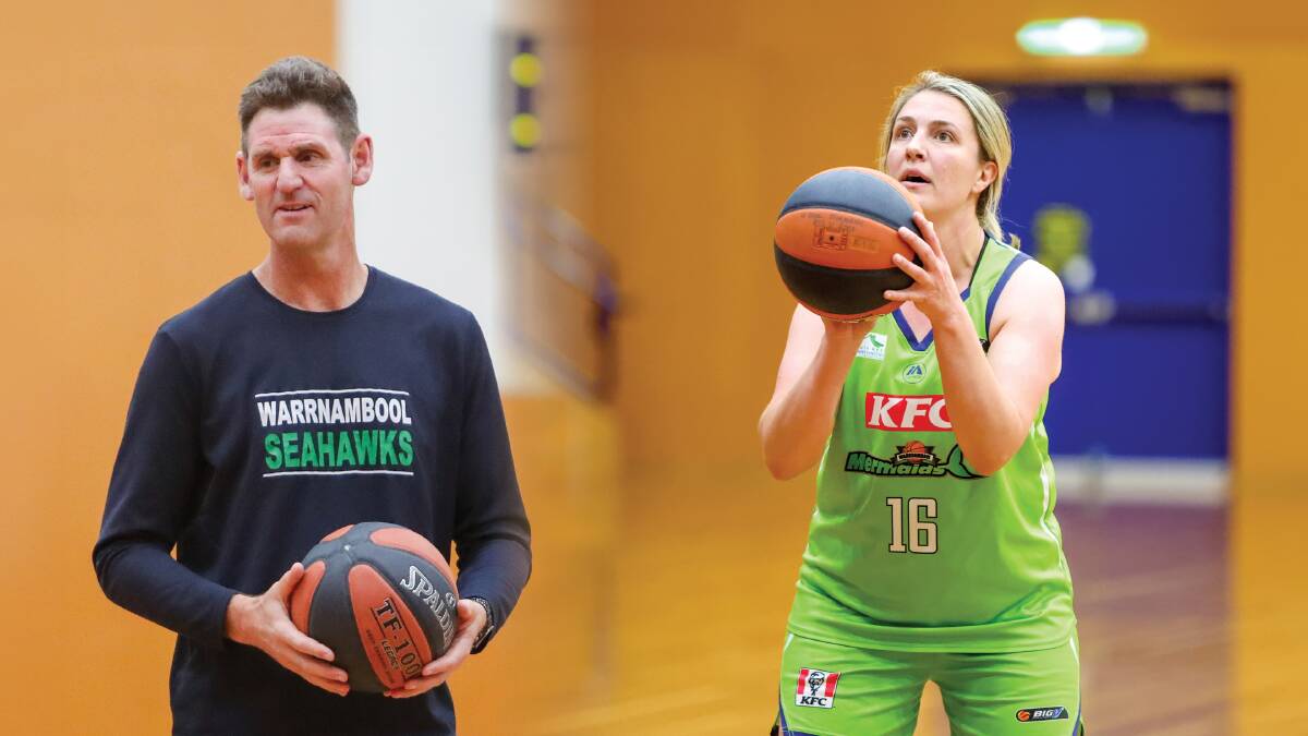 Shane Smith and Louise Brown will coach the Warrnambool Seahawks and Mermaids in 2024. Pictures by file and Eddie Guerrero