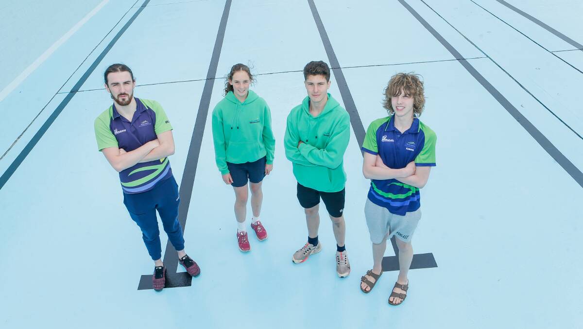 Warrnambool swimmers Sebastian Christie-Crane, Abbie McNaught, Jude de Silva-Smith and Eamonn McCarthy have qualified for the National Age Group and Open Championships on the Gold Coast next year. Picture by Anthony Brady
