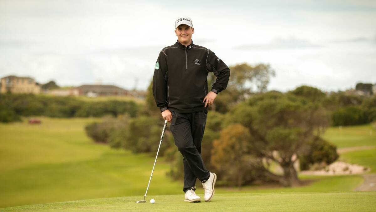 EAGER: Lachlan Walker from Warrnambool before tee-off off at the 2022 Sungold Milk Junior Open. Picture: Chris Doheny