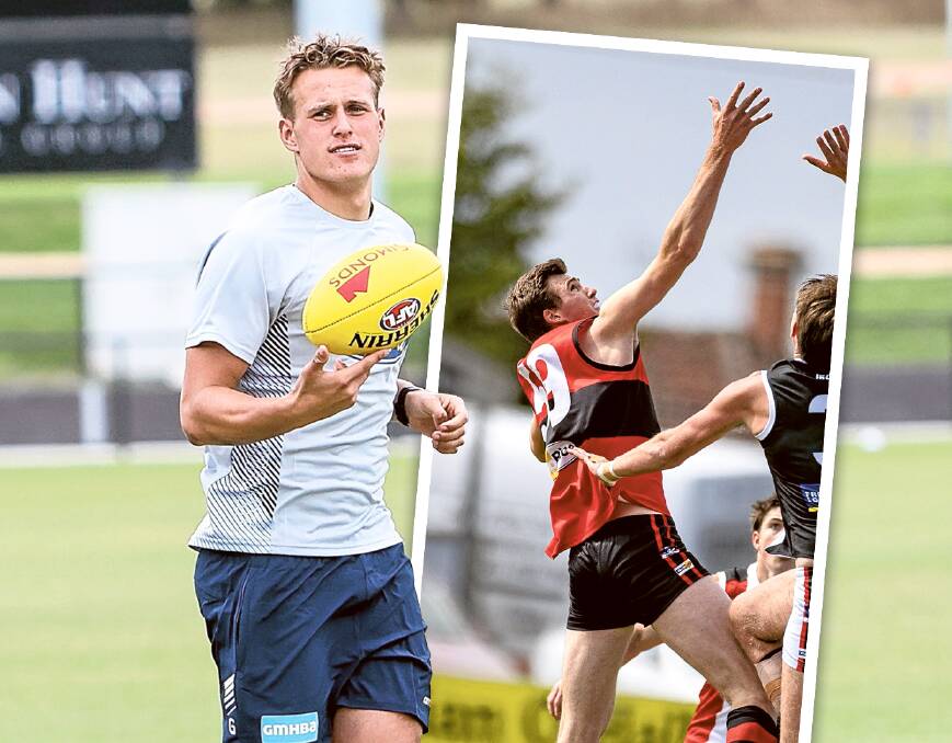 George Stevens and Mark Marriott played their first games for Geelong's VFL side on Sunday. Pictures by Anthony Brady and Sean McKenna (inset)