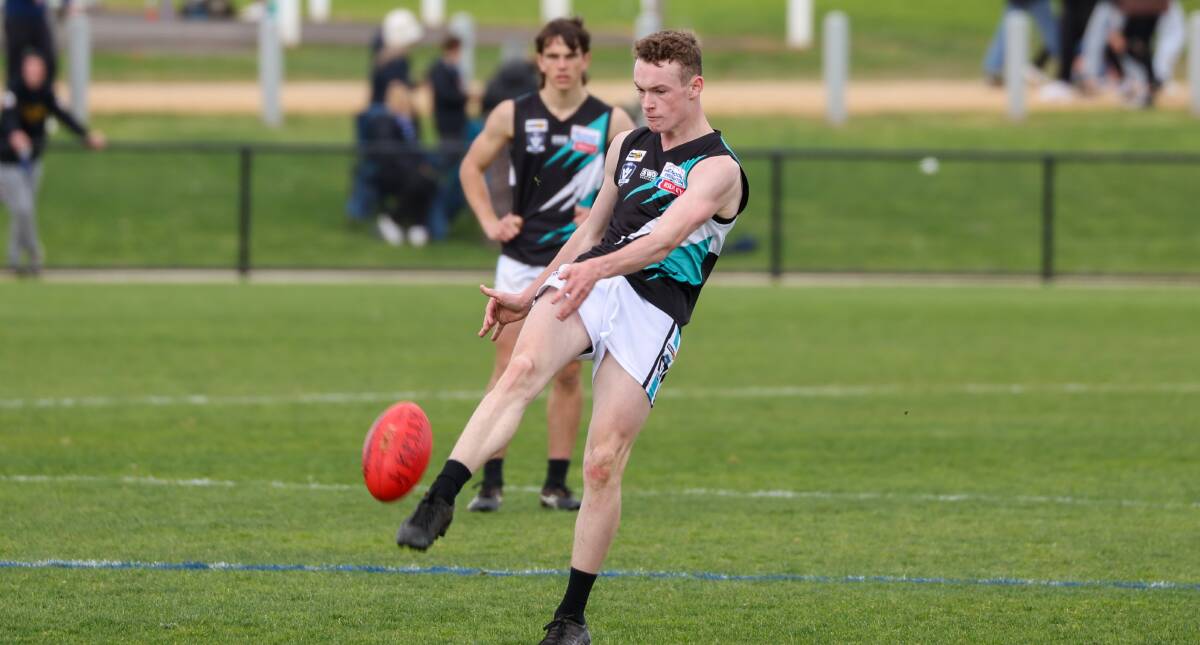 Kolora-Noorat's Caleb Kavanagh, pictured playing in the 2023 under 18 decider, was one of the Power senior side's best in round three. Picture by Eddie Guerrero
