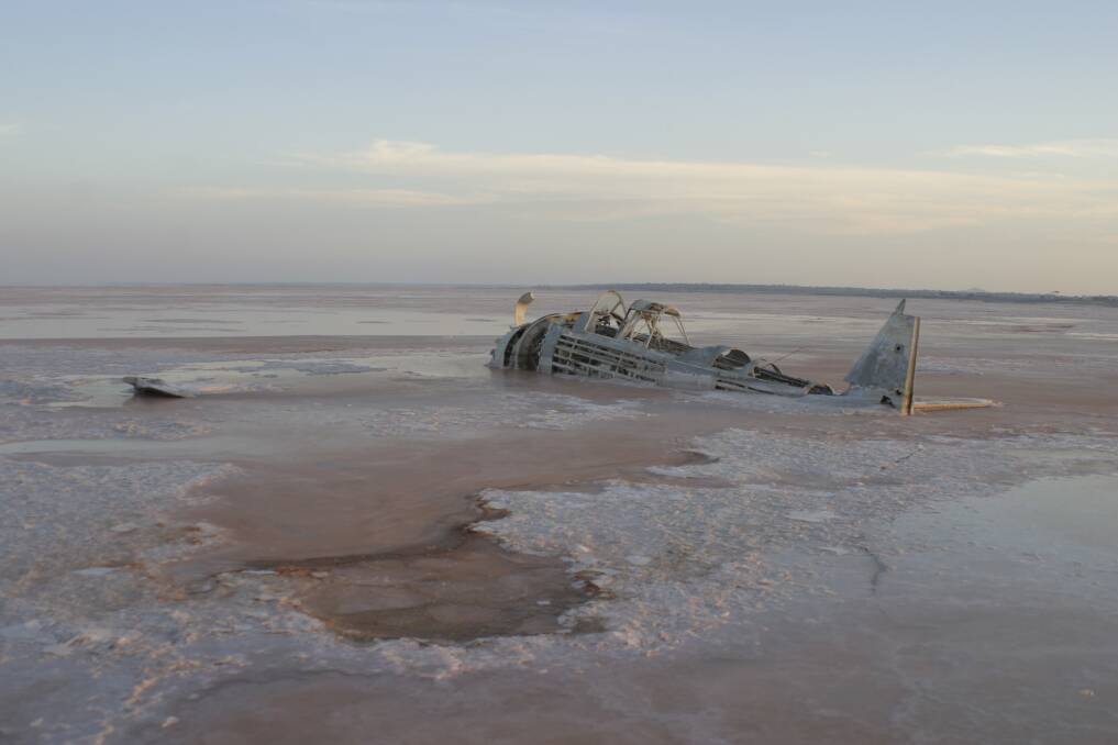 Lake Corangamite dries up during El Nino weather patterns. The drought exposed this plane that had crashed in the lake during a World War II training exercise. The plane has since been removed. File picture 