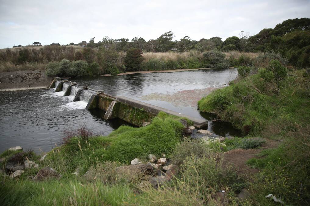 Obsolete: The Bromfield Street weir on Warrnambool's Merri River no longer serves a purpose and will be removed as part of the state government's efforts to rehabilitate the river. Picture: Morgan Hancock.