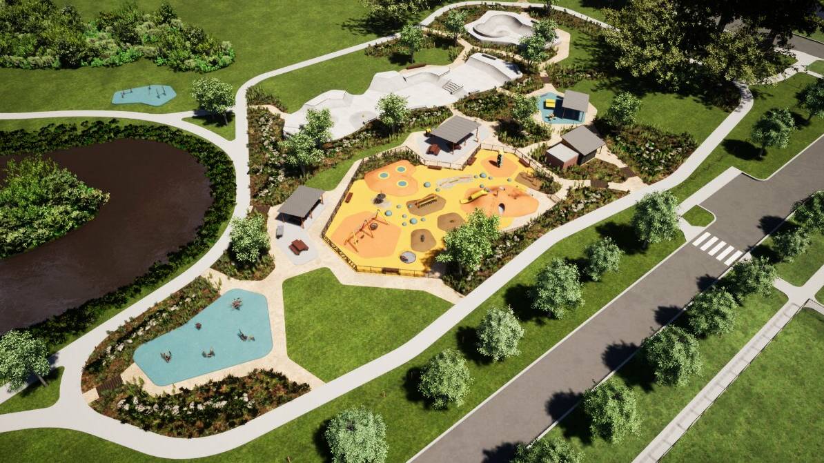 A recent concept drawing showing the combined skate park and play space proposed for the Russell Clarke Reserve in Port Fairy.