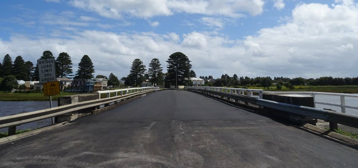 The Gipps Street Bridge over the Moyne River in Port Fairy, pictured after a refurbishment in late 2016. Moyne Shire Council says the 120-year-old bridge needs to be replaced within three to five years. Picture file