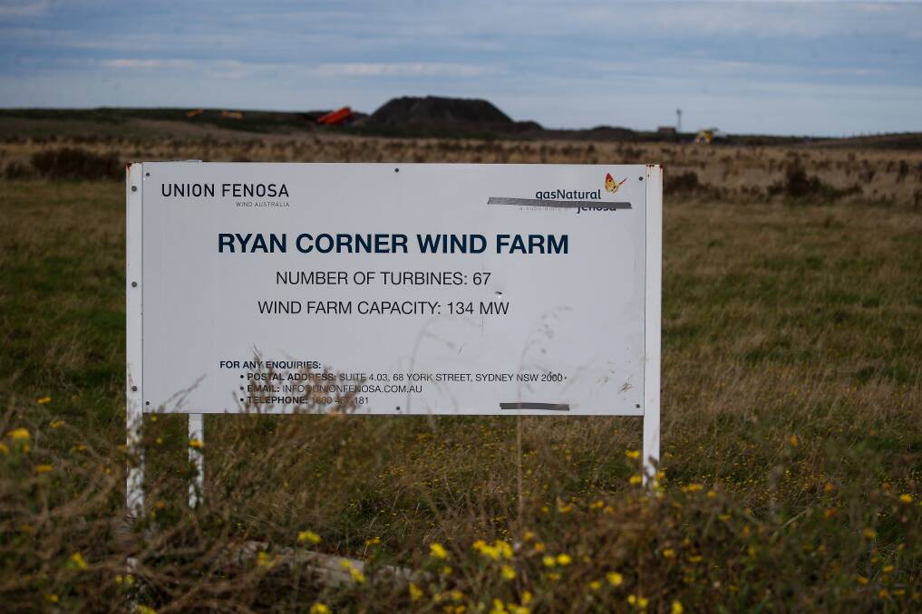 Greenlit: The Ryan Corner wind farm, which just received planning approval, will be one of the state's bigger wind farms when it is finished. Picture: Anthony Brady.