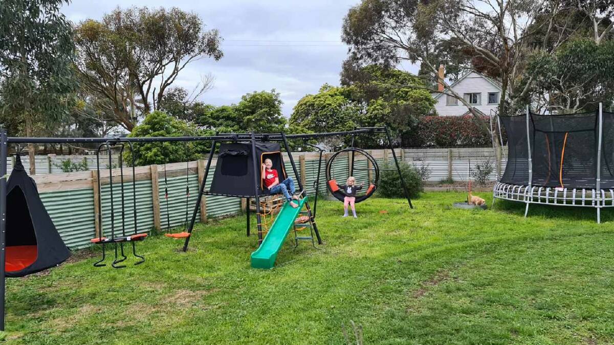 Outdoors: Danielle Stearman's children, Max and Bonnie, aren't too troubled by the closure of local playgrounds, but many other kids aren't so lucky.