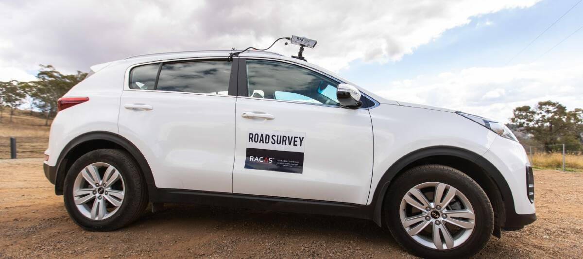 The specially equipped car being used by road surveying contractors will take detailed measurements of road angle and roughness, while taking photographs of the road surface every 10 metres.