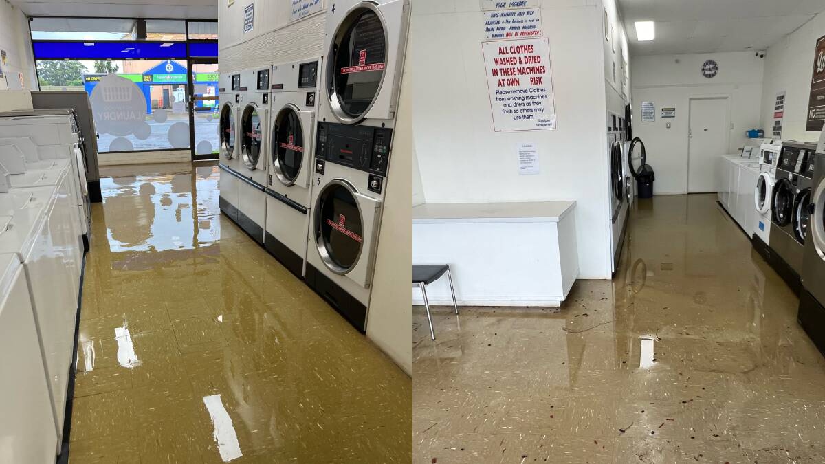 Heywood Laundry Service is inundated by floodwaters on the afternoon of January 7. Picture by Raelene Alexander