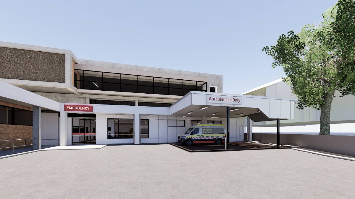 An artist's impression of the entrance and ambulance bay for the renovated Warrnambool Hospital emergency department. Picture supplied