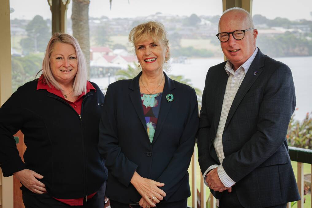 Lyndoch Living's acting chief executive officer Jill Davidson, centre, with infection control coordinator Samantha Gee-Brown and chief financial officer Andrew Long. Picture by Sean McKenna