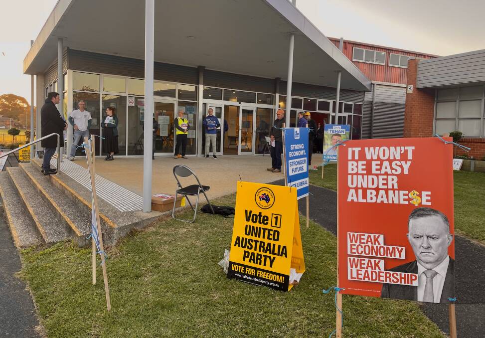 Winding down: By late afternoon the line had dwindled at St Joseph's Primary in Warrnambool, but volunteers say it was bustling earlier in the day. Photo: Ben Silvester.