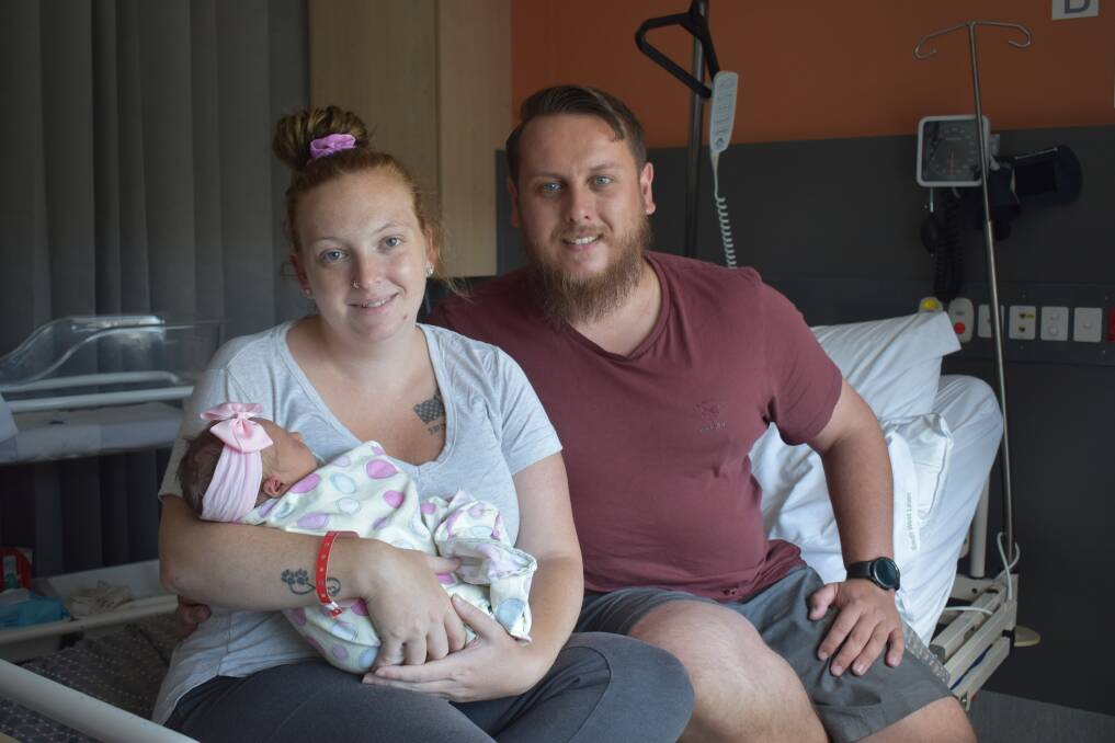 New parents Danielle Missen, 27, and Nathan Martin, 28, from Dennington with their baby Amelia Jade Valentine Martin, who was born on New Year's Day at South West Healthcare.