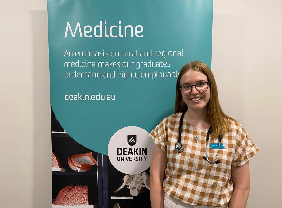 RETURN: Warrnambool's Lauren Johnson is a first-year medical student at Deakin University's Waurn Ponds campus but hopes to return for her final years of study.