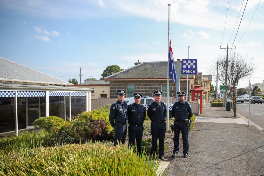 EXPANSION: Koroit police officers Ian McNiven, Chris Kelly, Pat Day and Brett Thornton. Picture: Morgan Hancock