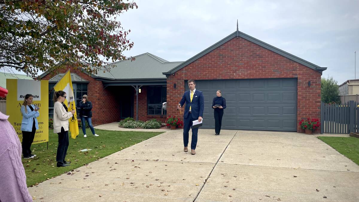 Ray White auctioneer Harry Ponting at the auction of 13 Steeple Court, Warrnambool.