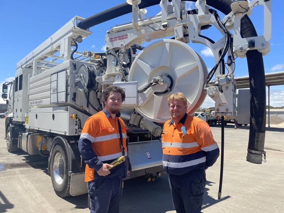 INVESTMENT: Drainage worker Will Sloan and truck driver Nathan Hatherall stand in front of Warrnambool City Council's $511,000 jet/vac vehicle which will help speed-up the cleaning process of drains. 
