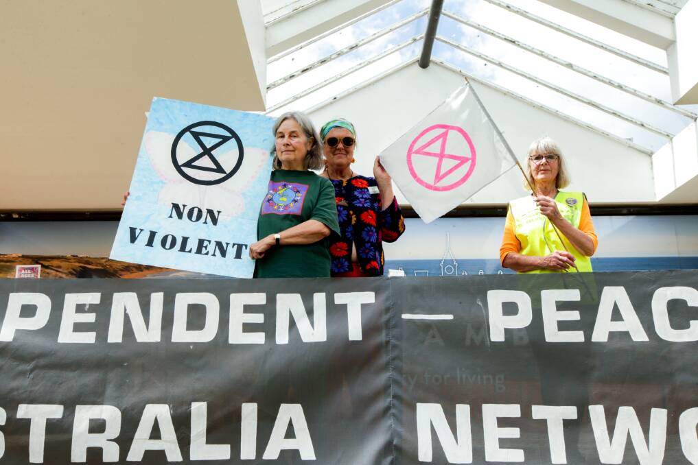 PROTEST: South-west members of the Independent Peace Australia Network also held a rally at 10am on Wednesday at Warrnambool's Civic Green. Picture: Chris Doheny