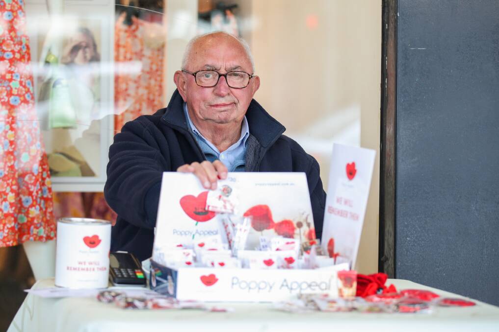 DEDICATION: Ex-RSL president Des Brown has sold poppies for over 40 years, raising money to support old and young diggers. Picture: Morgan Hancock