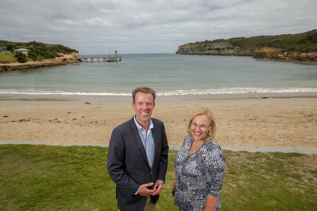 UPGRADE: Tourism Australia CEO Phillipa Harrison joined member for Wannon Dan Tehan to announce $19.55 million to upgrade the Great Ocean Road. Picture: Chris Doheny