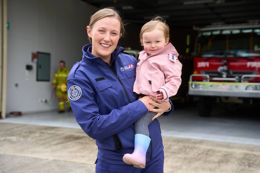 Camperdown CFA's Georgie Gretton juggles volunteering with being a paramedic and mother to 18-month-old Adelaide. 