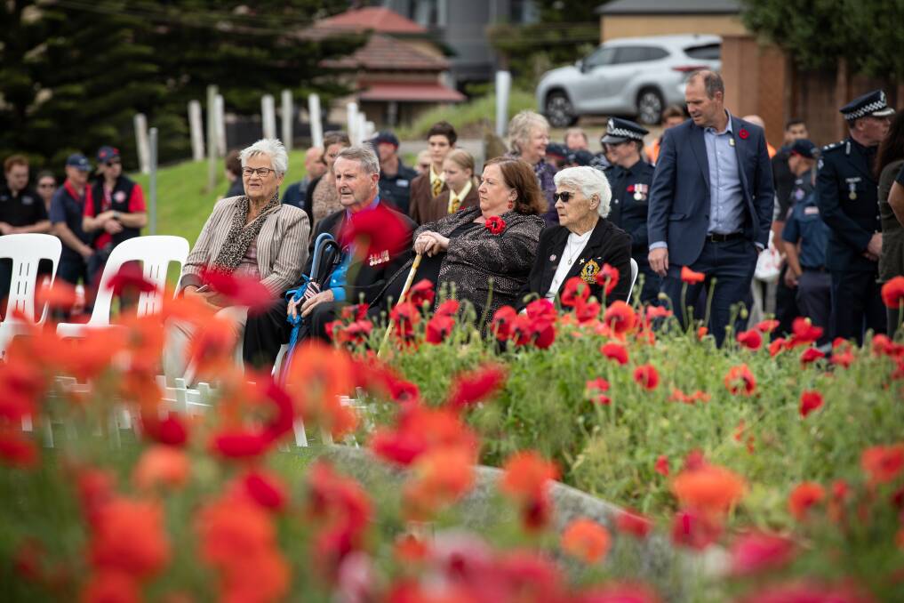 Warrnambool residents gathered to pay their respects at the city's Remembrance Day service today. Picture by Sean McKenna