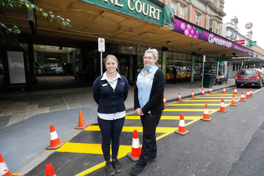 SUCCESS: Southwest Ultrasound employee Kelsey Strictland and owner Julie Noonan in front of the new ambulance bay on High Street, Terang. Picture: Anthony Brady