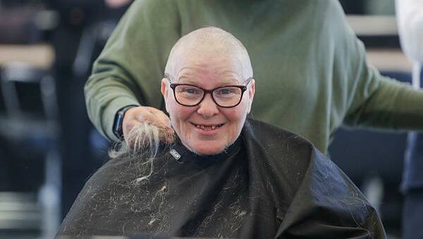 SHAVING LIVES: Delmarie Purchase shaves her head to raise money for Diabetes Victoria.
