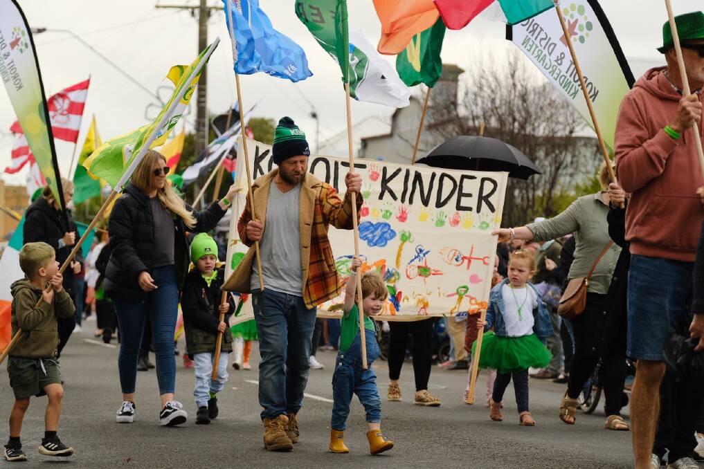 PROUD: The streets of Koroit were full as the Irish Festival parade made its way through the town. Picture: Chris Doheny