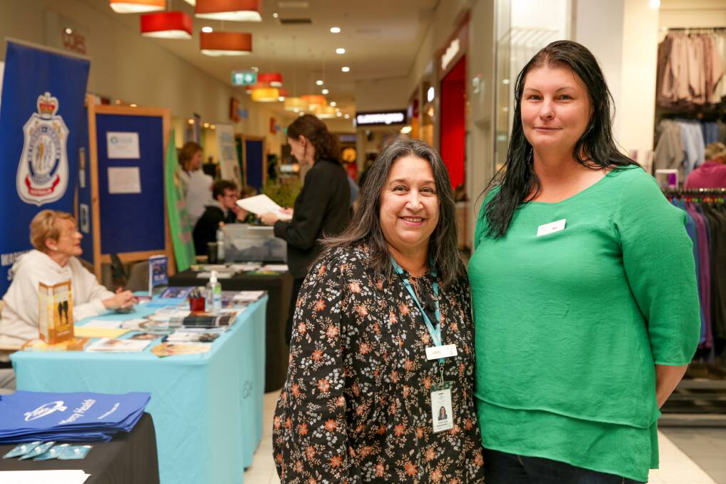 HELP NEEDED: Mercy Place Warrnambool lifestyle assistants Evelyn Gurry and Melanie Kermond recruit volunteers at Gateway Plaza. Picture: Chris Doheny