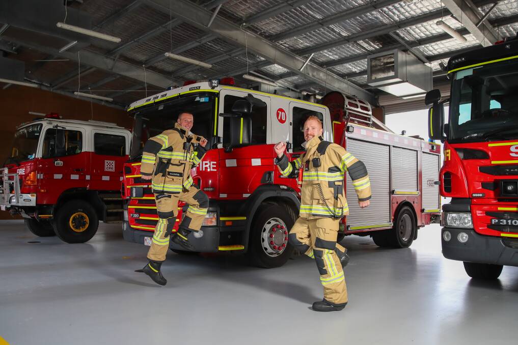 TEAM EFFORT: Firefighters Ben Kilday and Tyson Macilwain will run from Port Fairy to Warrnambool on Sunday to raise funds for Movember. Picture: Morgan Hancock