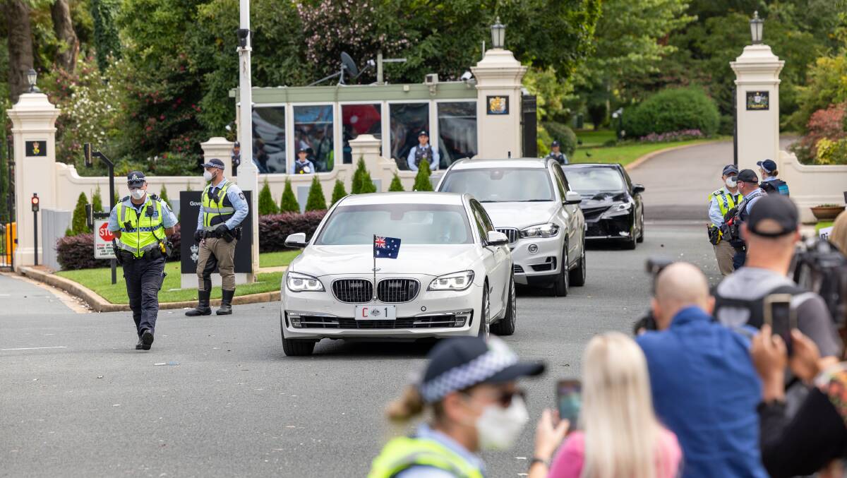 Scott Morrison leaves Government House on Sunday. Picture: Sitthixay Ditthavong