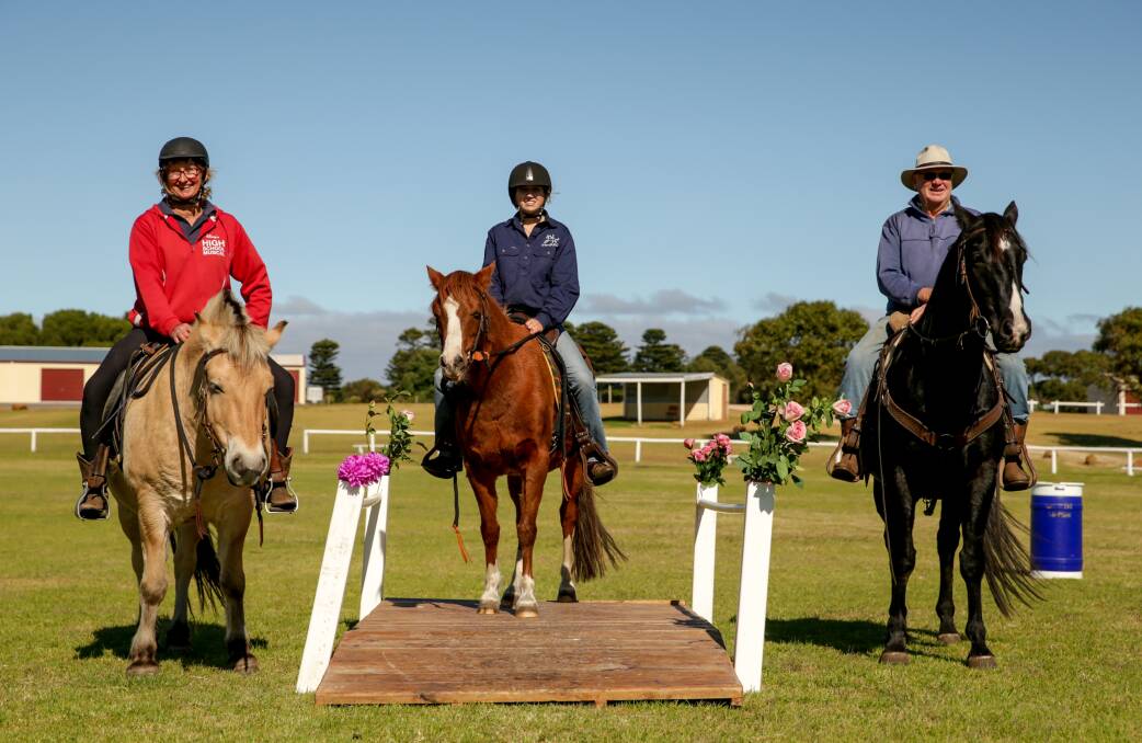 CLUB: South West Working Equitation Club members Charlotte Gubbins riding Harkaway Lodge Gunnar (a Norwegian Fjord Horse), Ruby Conlan with horse Jordan and John Paton with horse Charlie.