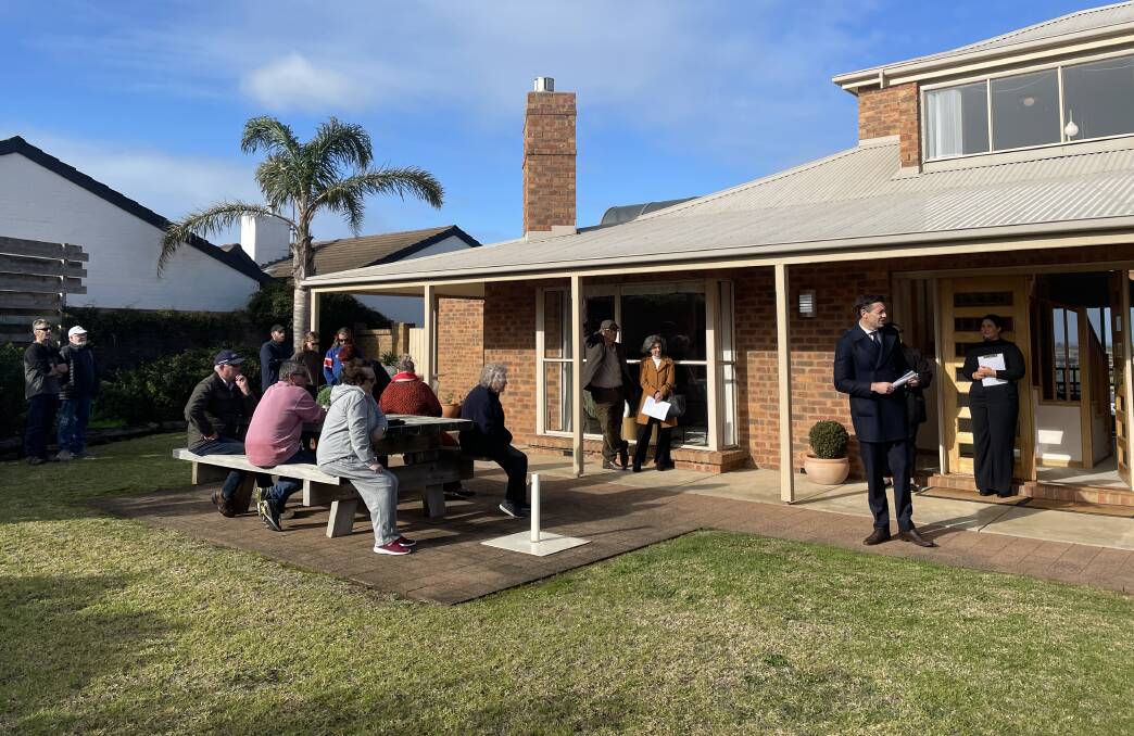 SOLD: Almost 40 people attended the auction of 9 Bramble Avenue in Warrnambool on Saturday. The home boasts ocean and riverside views. Picture: Lillian Altman