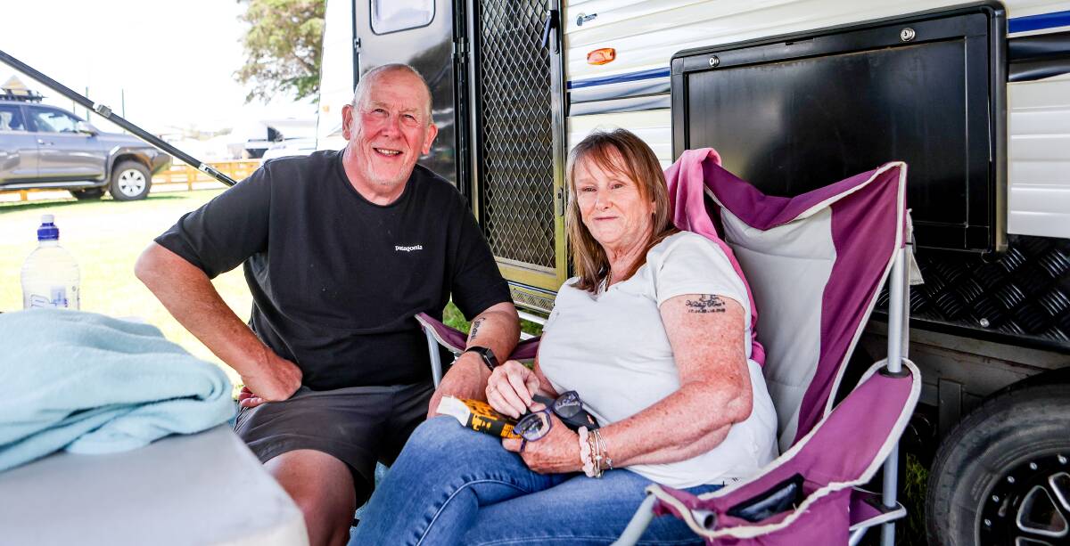 Peter and Kim Rouhard from Torquay at Gardens Caravan Park in Port Fairy. Picture by Anthony Brady