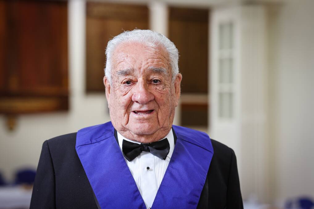 Warrnambool's Lyall Gill celebrated his 90th birthday on Monday, November 20, 2023, on the same day he was recognised for 70 years as a Freemason. Picture by Sean McKenna