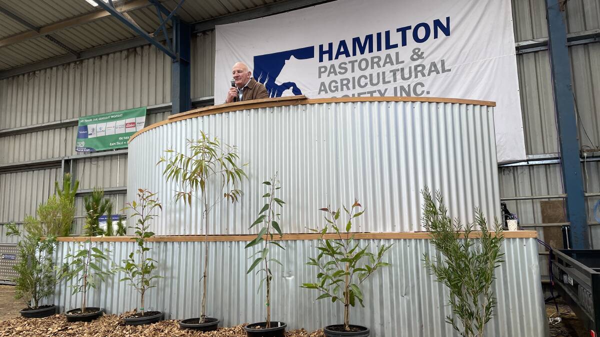Fletcher International's Roger Fletcher talks about challenges the industry is facing at Sheepvention in Hamilton on Sunday. Picture by Lillian Altman