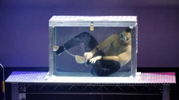 Will magician and illusionist Luke Blaze escape this locked 800-litre tank filled with water at his Warrnambool show on Saturday, September 23? Picture supplied